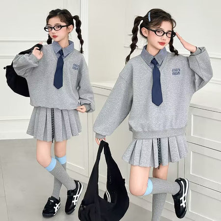 Girls Lapel Skirt Set – Spring Autumn Outfit Suit – Baby & Children's Outfits – Image 2