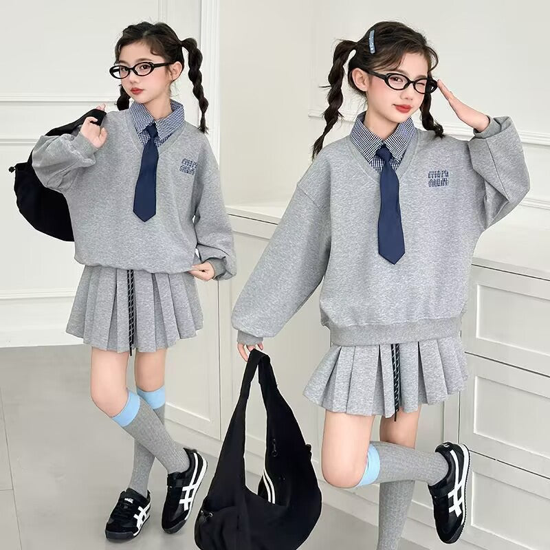 Girls Lapel Skirt Set – Spring Autumn Outfit Suit – Baby & Children's Outfits – Image 2