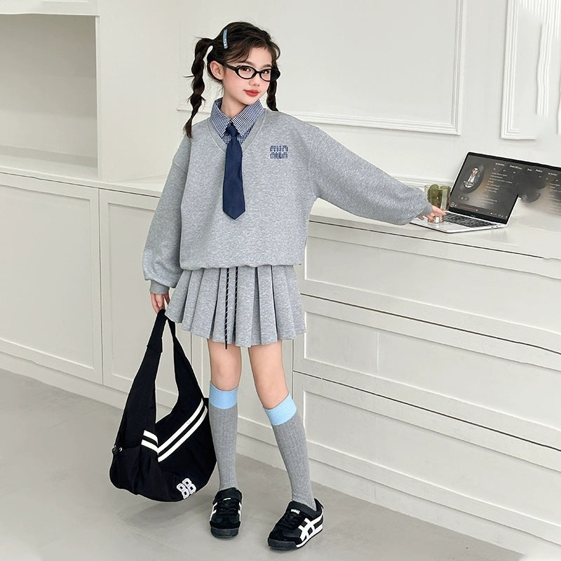 Girls Lapel Skirt Set – Spring Autumn Outfit Suit – Baby & Children's Outfits – Image 3
