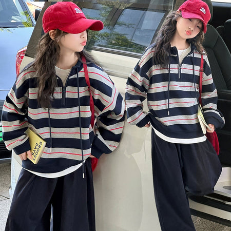 Girls Striped Sweatshirt Set – Autumn Outfit Trendy – Baby & Children's Outfits – Image 1
