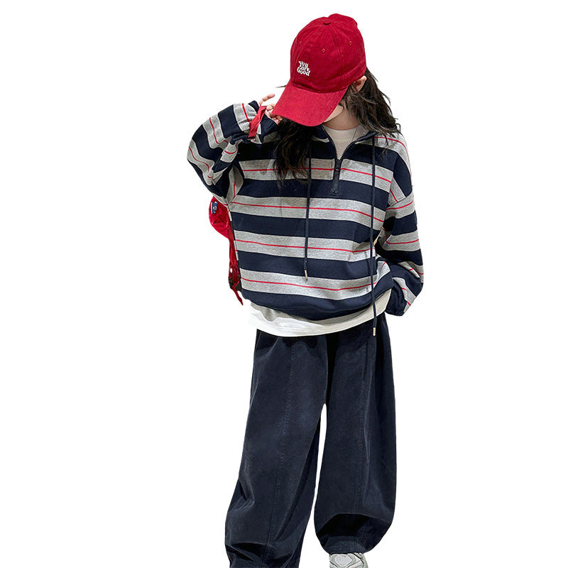 Girls Striped Sweatshirt Set – Autumn Outfit Trendy – Baby & Children's Outfits – Image 5