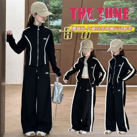 Girls Korean Style Hooded Sports Two-Piece Set – Baby & Children's Outfits – Image 2
