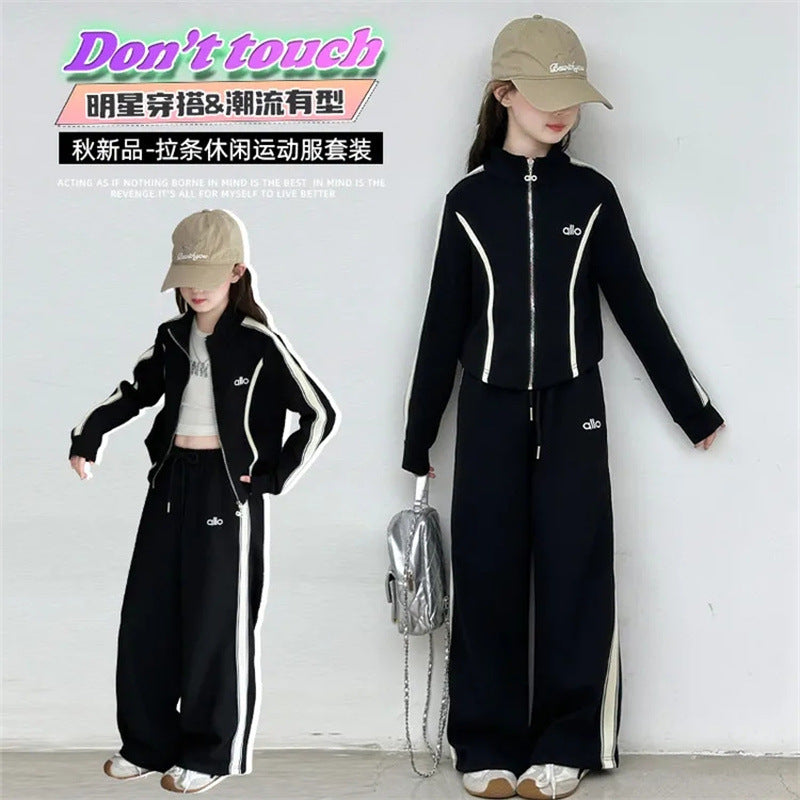 Girls Korean Style Hooded Sports Two-Piece Set – Baby & Children's Outfits – Image 3