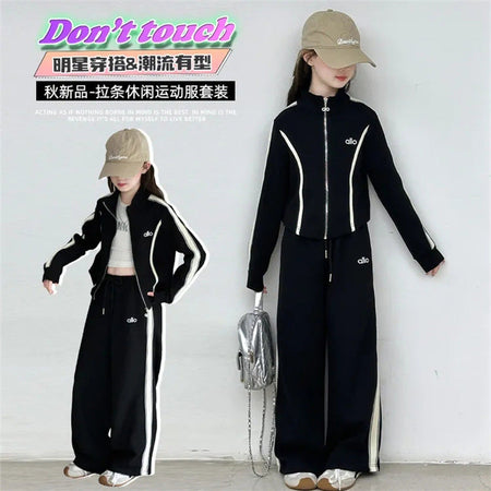 Girls Korean Style Hooded Sports Two-Piece Set – Baby & Children's Outfits – Image 3