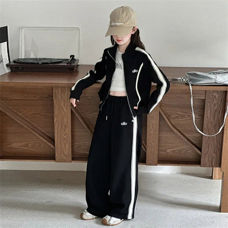 Girls Korean Style Hooded Sports Two-Piece Set – Baby & Children's Outfits – Image 1