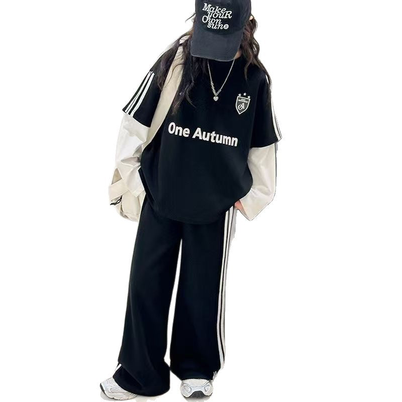 Girls Color Block Faux Two-Piece Korean Outfit Set – Baby & Children's Outfits – Image 5