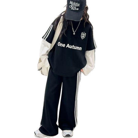 Girls Color Block Faux Two-Piece Korean Outfit Set – Baby & Children's Outfits – Image 5