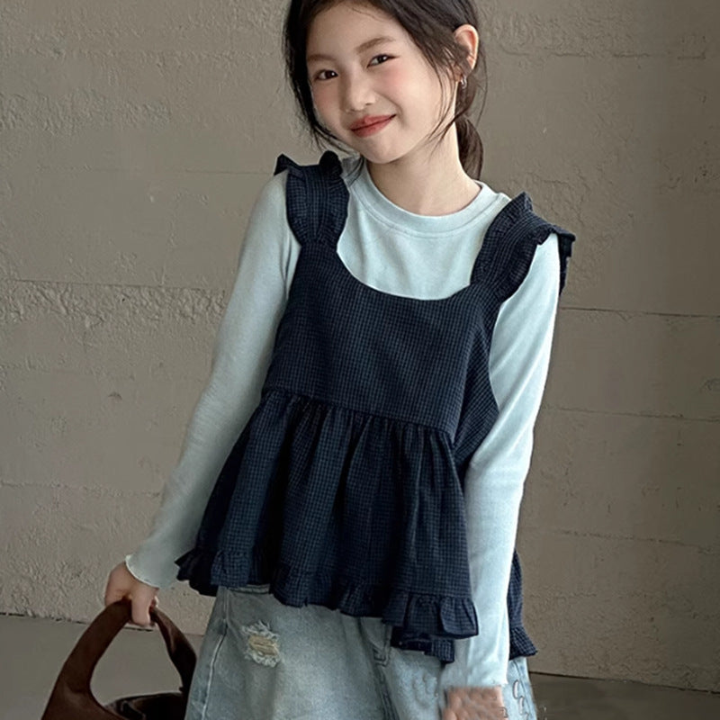Girls Color Block Lace Vest Two-Piece Outfit Set – Baby & Children's Outfits – Image 4