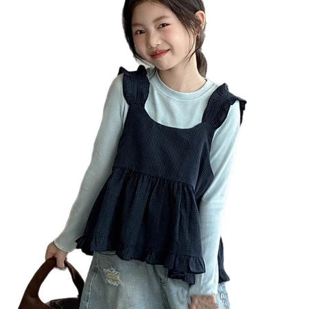 Girls Color Block Lace Vest Two-Piece Outfit Set – Baby & Children's Outfits – Image 5