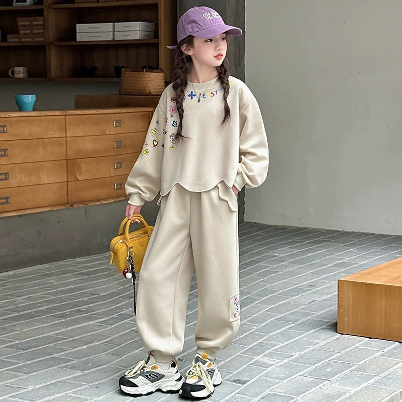 Girls Irregular Sweatshirt Two-Piece Mori Set – Baby & Children's Outfits – Image 1