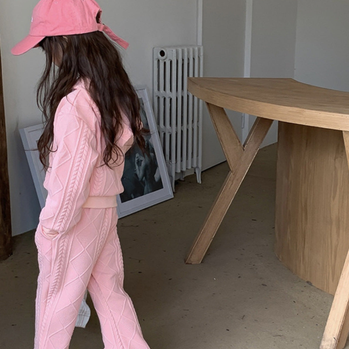 Girls Solid Hooded Sweatshirt Set Korean Style – Baby & Children's Outfits – Image 2
