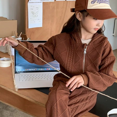 Girls Solid Hooded Sweatshirt Set Korean Style – Baby & Children's Outfits – Image 3