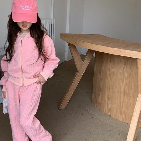Girls Solid Hooded Sweatshirt Set Korean Style – Baby & Children's Outfits – Image 4