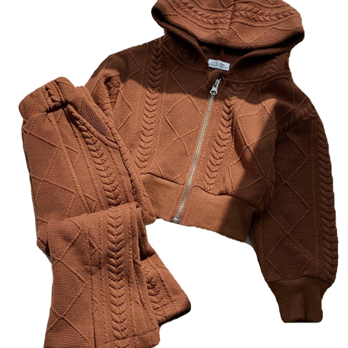 Girls Solid Hooded Sweatshirt Set Korean Style – Baby & Children's Outfits – Image 5