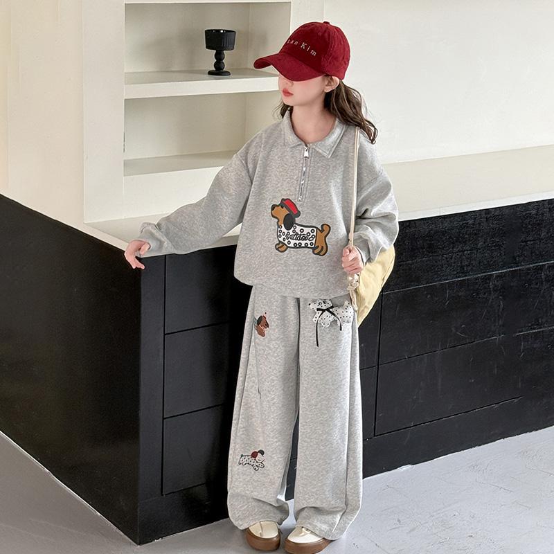 Girls Dachshund Cartoon Sweatshirt Set Spring Autumn – Baby & Children's Outfits – Image 3