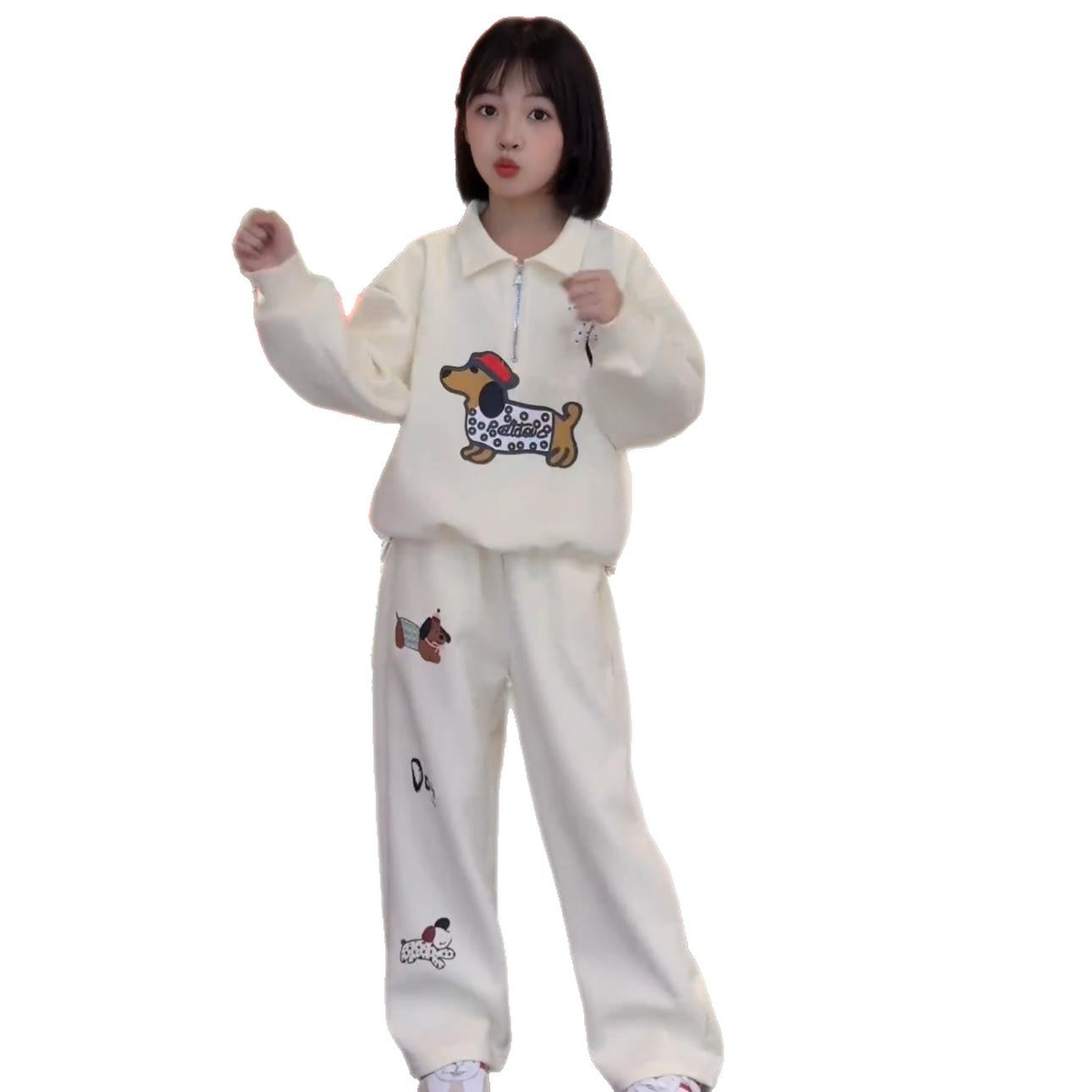 Girls Dachshund Cartoon Sweatshirt Set Spring Autumn – Baby & Children's Outfits – Image 5
