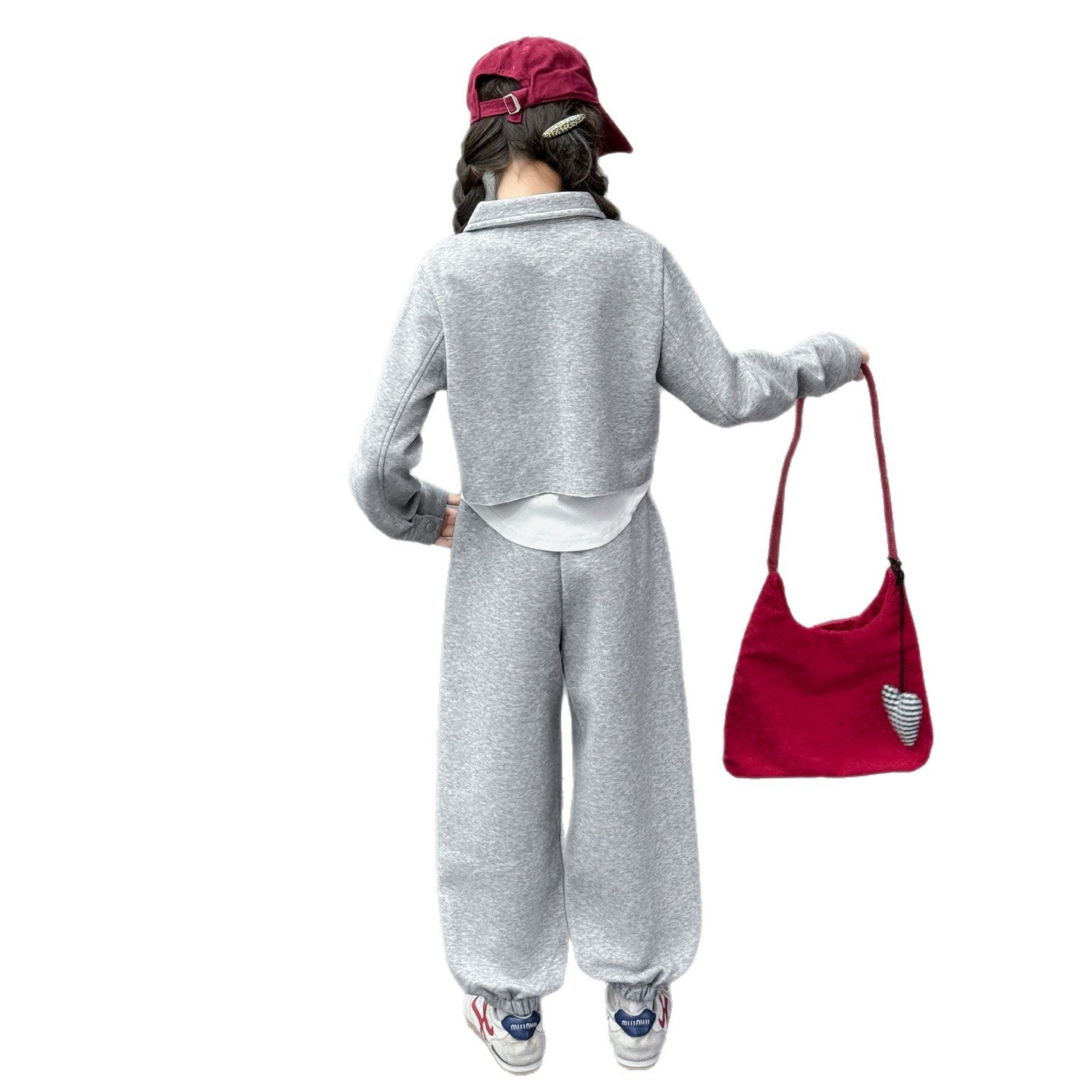 Girls Korean Cardigan Bow Sweatshirt Set Spring Autumn – Baby & Children's Outfits – Image 5