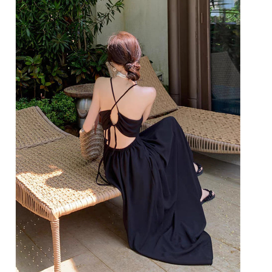 French Hepburn Beach Dress Women Summer Elegant Vacation