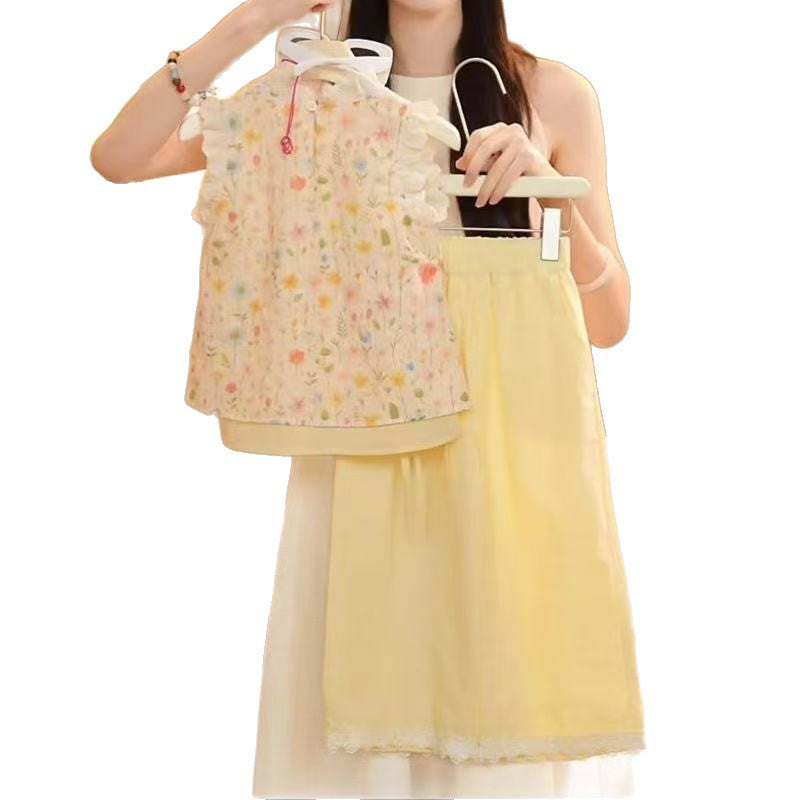 Girls Floral Princess Vest Dress Set Summer Style – Baby & Children's Outfits – Image 5