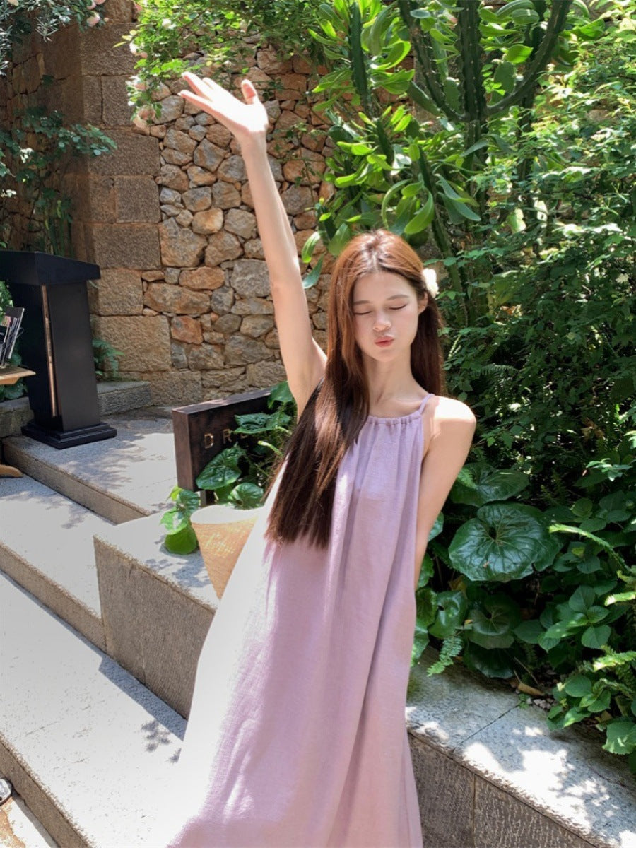 Loose Sling Sleeveless Long Dress Women Summer Vacation