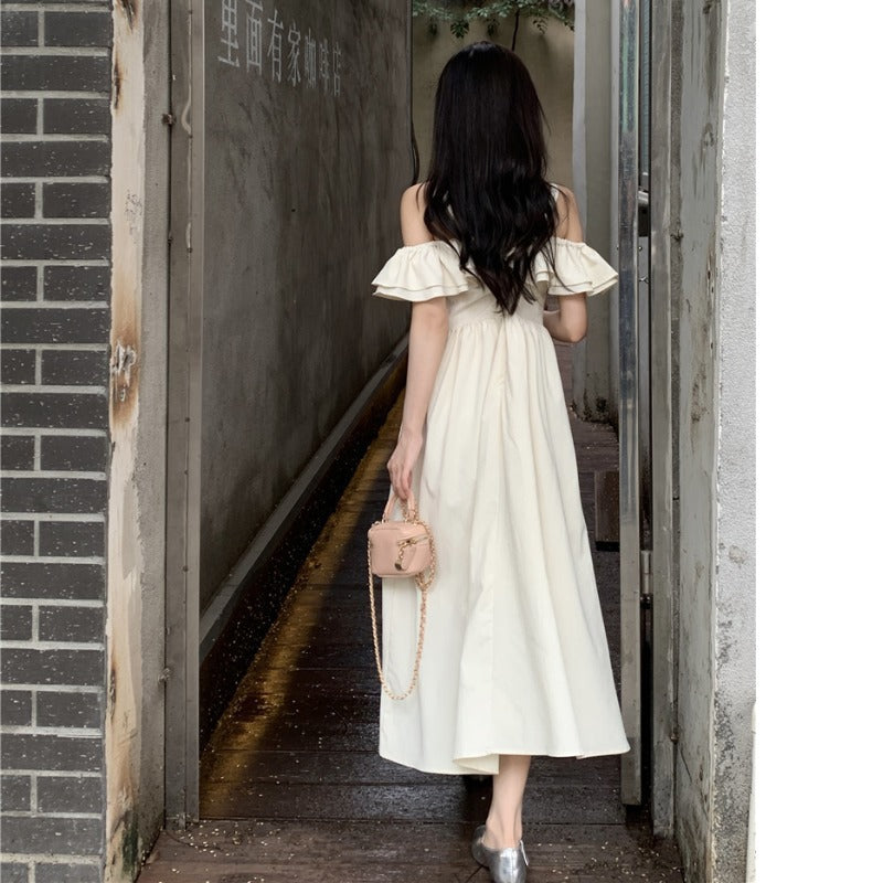 Ruffled Strap A-Line Midi Summer Dress for Women