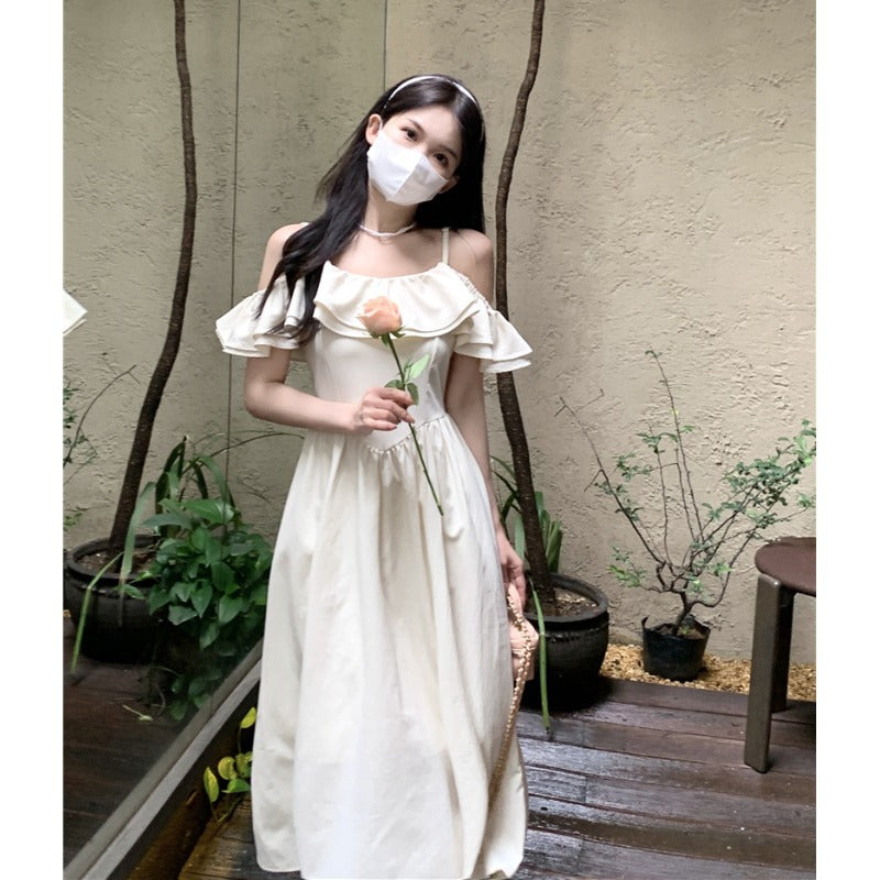 Ruffled Strap A-Line Midi Summer Dress for Women