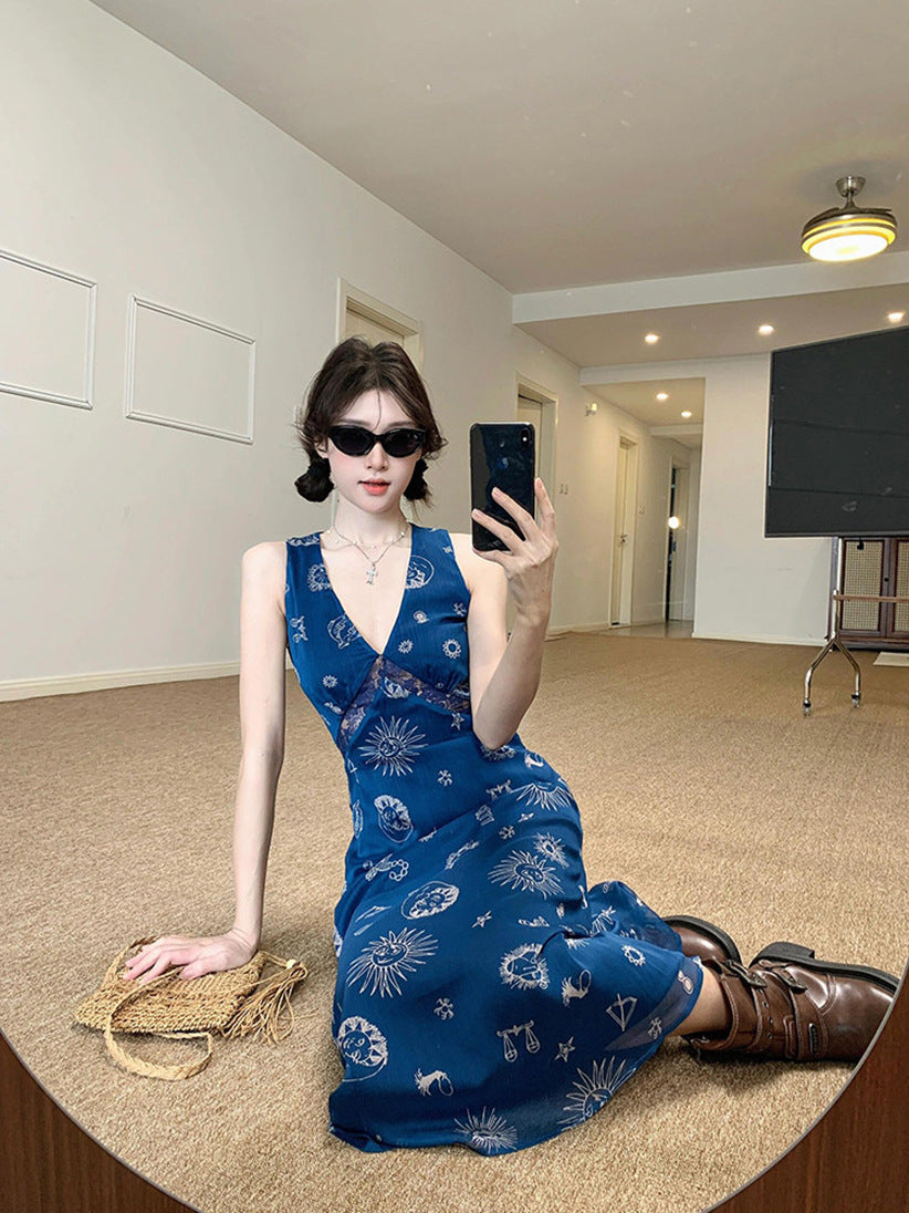 V-Neck Retro Vest Slim Fit Summer Dress Women 2026