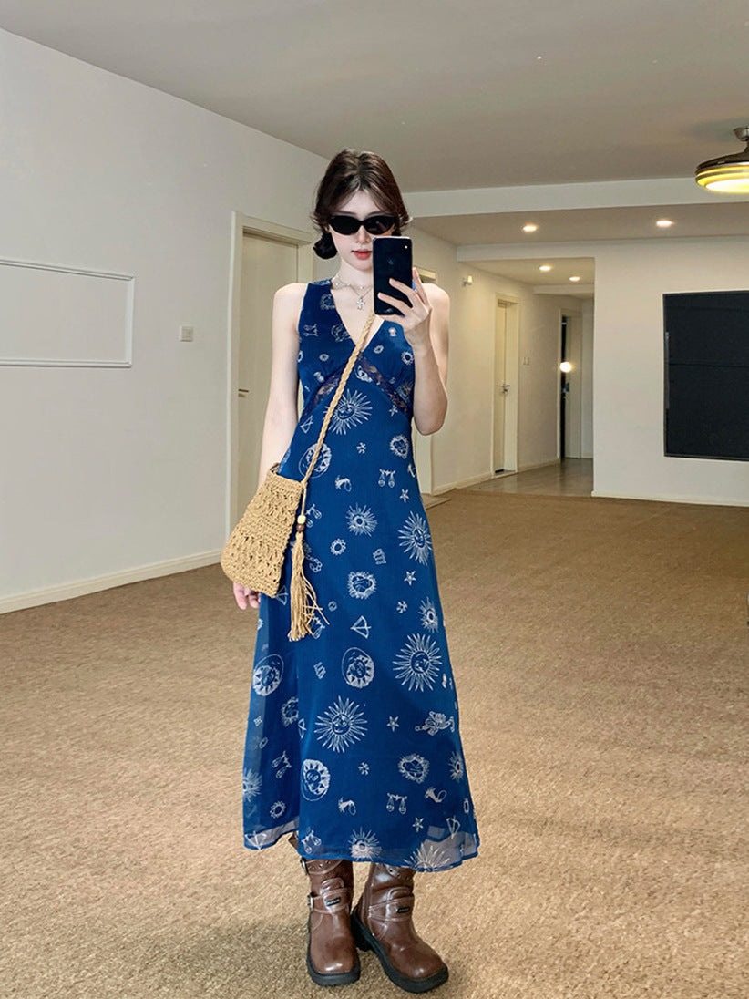 V-Neck Retro Vest Slim Fit Summer Dress Women 2026
