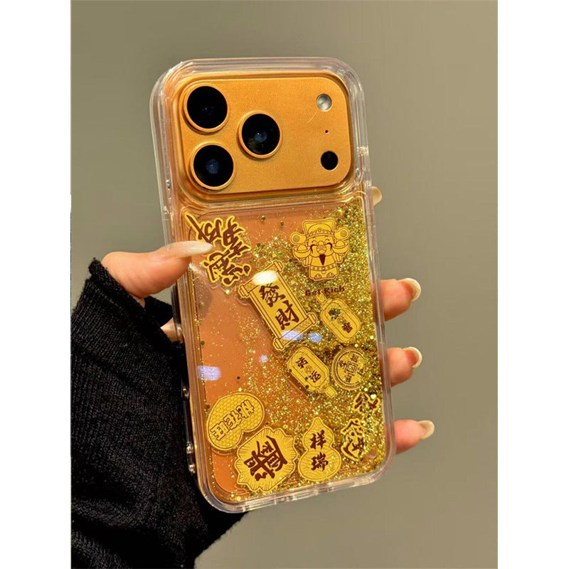 New Year Apple Style Quicksand Phone Case Fashion