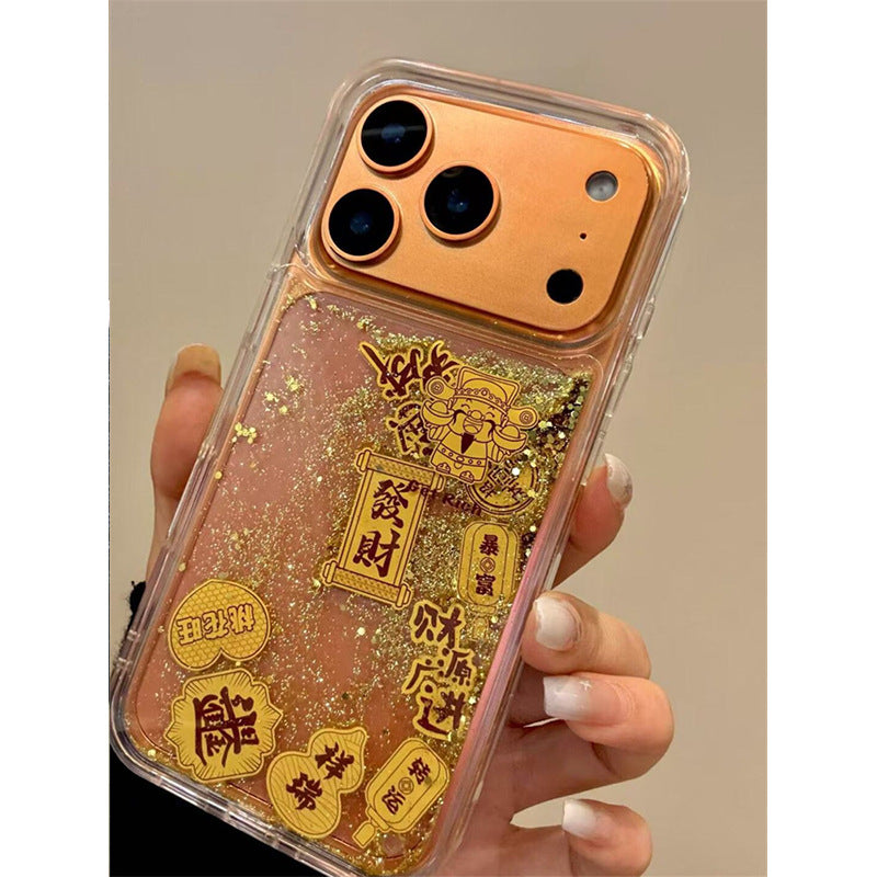 New Year Apple Style Quicksand Phone Case Fashion