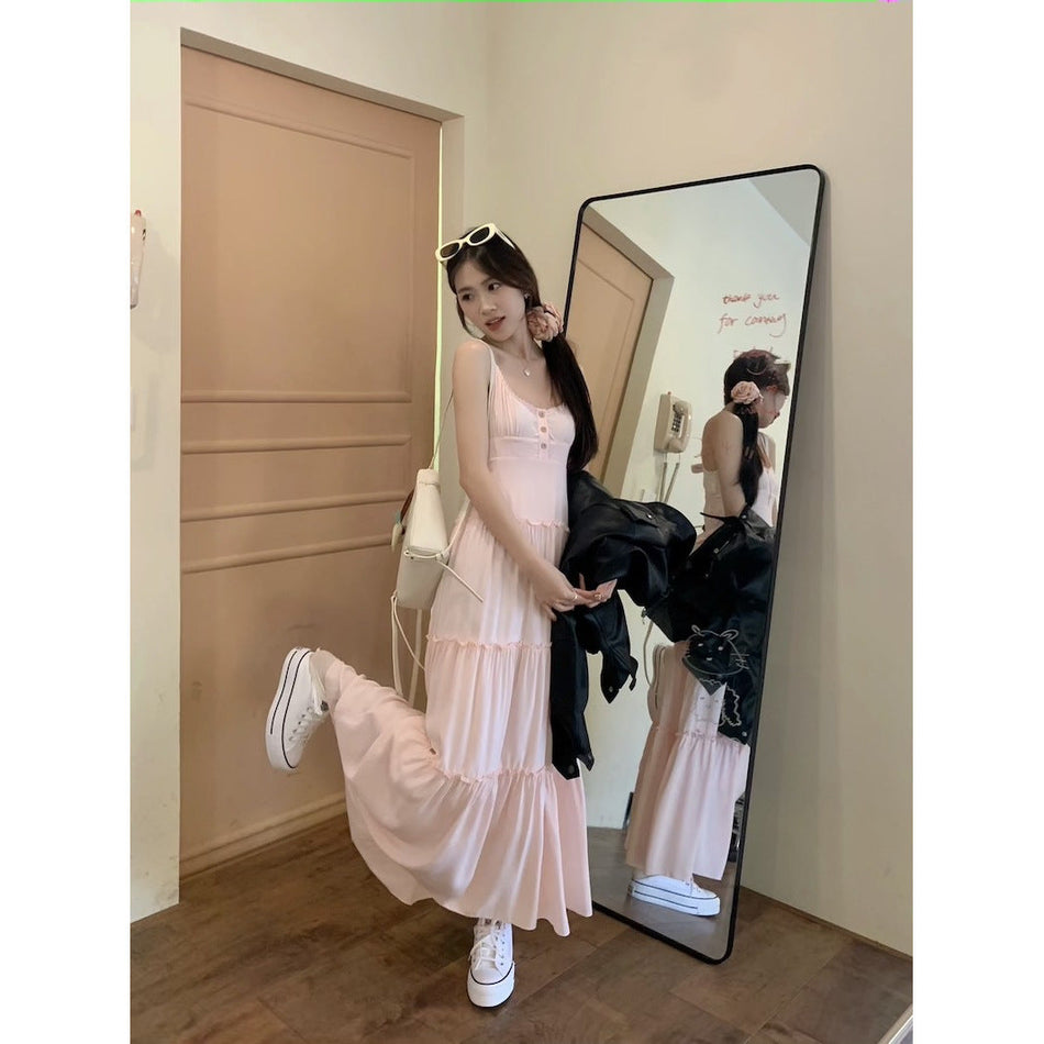 Pink Slip Cake Style Summer Maxi Dress Women