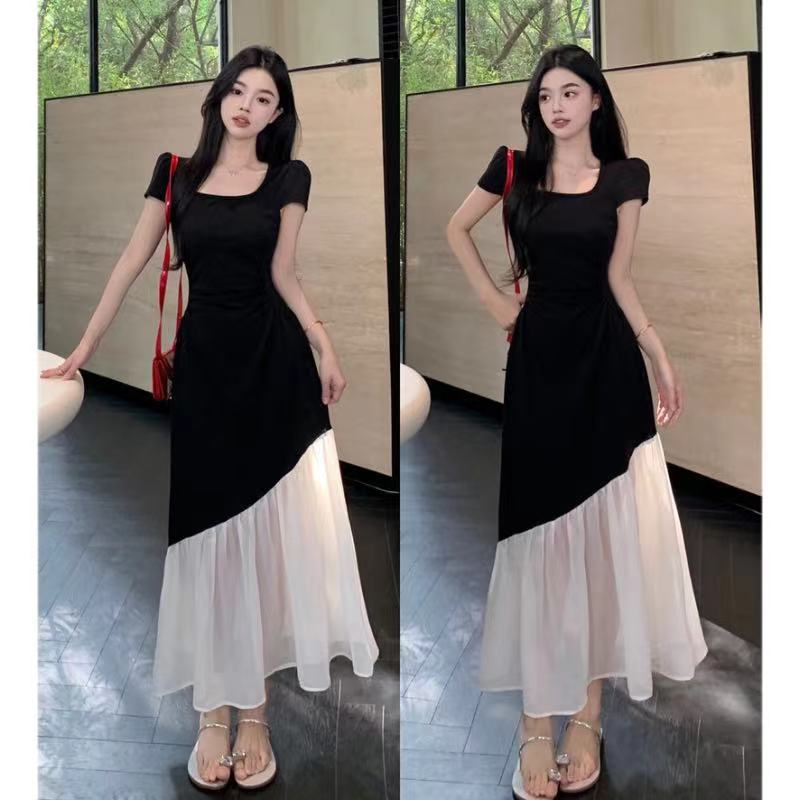 Plus Size Hepburn Square Collar Summer Dress Women