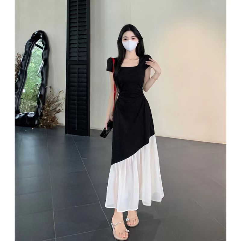 Plus Size Hepburn Square Collar Summer Dress Women