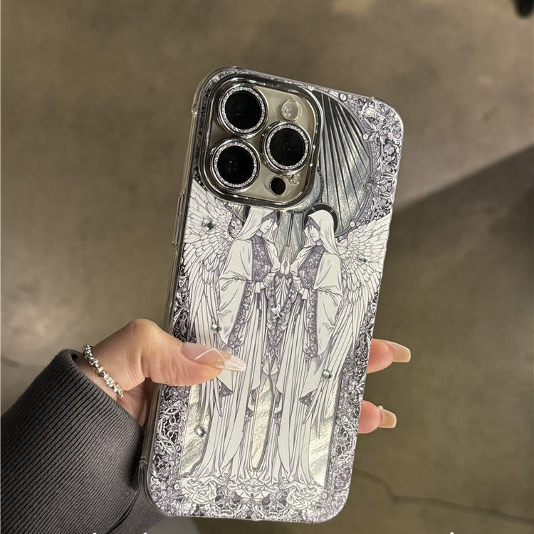 iPhone Feather Angel Case 11 14 15 16 17 Pro Lens Guard