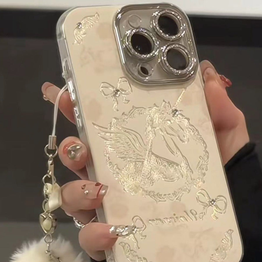 iPhone Feather Pegasus Case 11 12 14 16 17 Pro Lens Guard