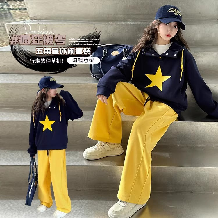 Girls Star Sweatshirt Set Autumn Two-Piece Outfit – Baby & Children's Outfits – Image 2
