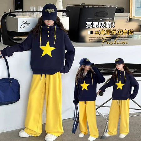 Girls Star Sweatshirt Set Autumn Two-Piece Outfit – Baby & Children's Outfits – Image 3