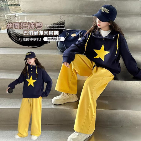Girls Star Sweatshirt Set Autumn Two-Piece Outfit – Baby & Children's Outfits – Image 4
