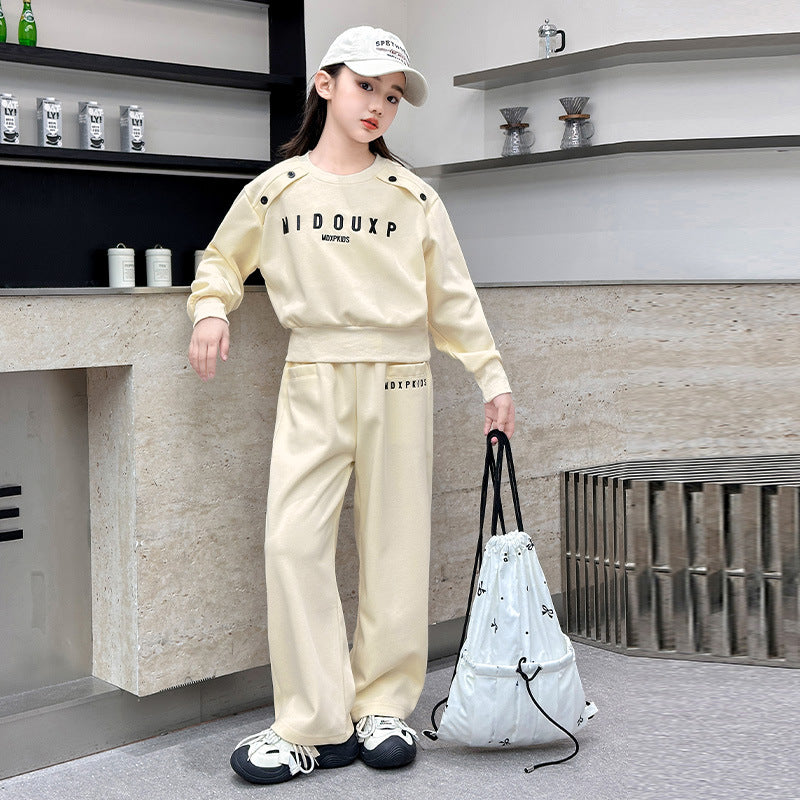 Girls Trendy Sweatshirt Two-Piece Sports Set – Baby & Children's Outfits – Image 4