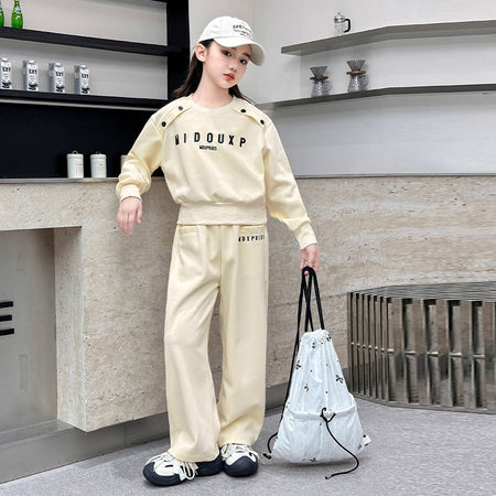 Girls Trendy Sweatshirt Two-Piece Sports Set – Baby & Children's Outfits – Image 4