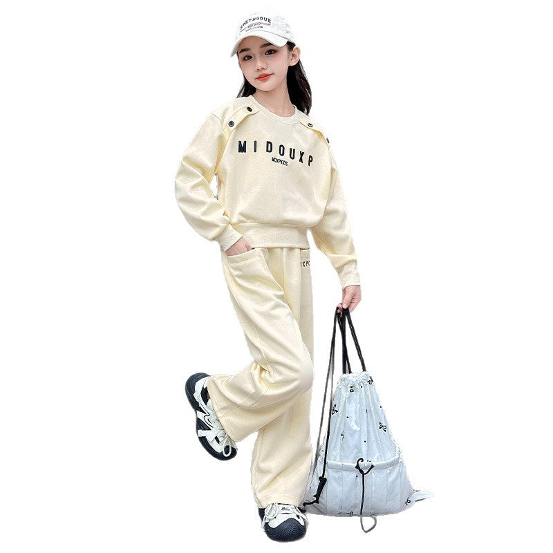Girls Trendy Sweatshirt Two-Piece Sports Set – Baby & Children's Outfits – Image 5