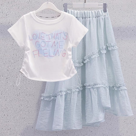 Girls Lace Skirt Two-Piece Summer Outfit Set – Baby & Children's Outfits – Image 1