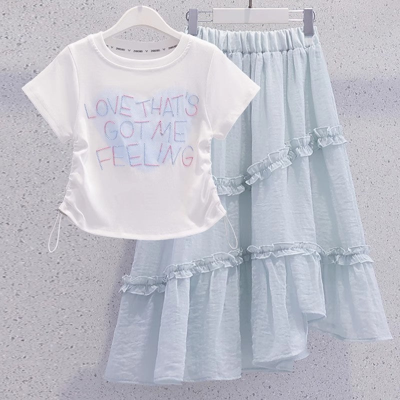 Girls Lace Skirt Two-Piece Summer Outfit Set – Baby & Children's Outfits – Image 1