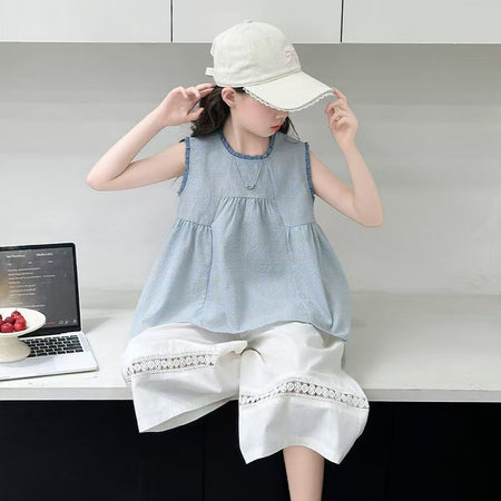 Girls Lace Sleeveless Princess Two-Piece Set – Baby & Children's Outfits – Image 3