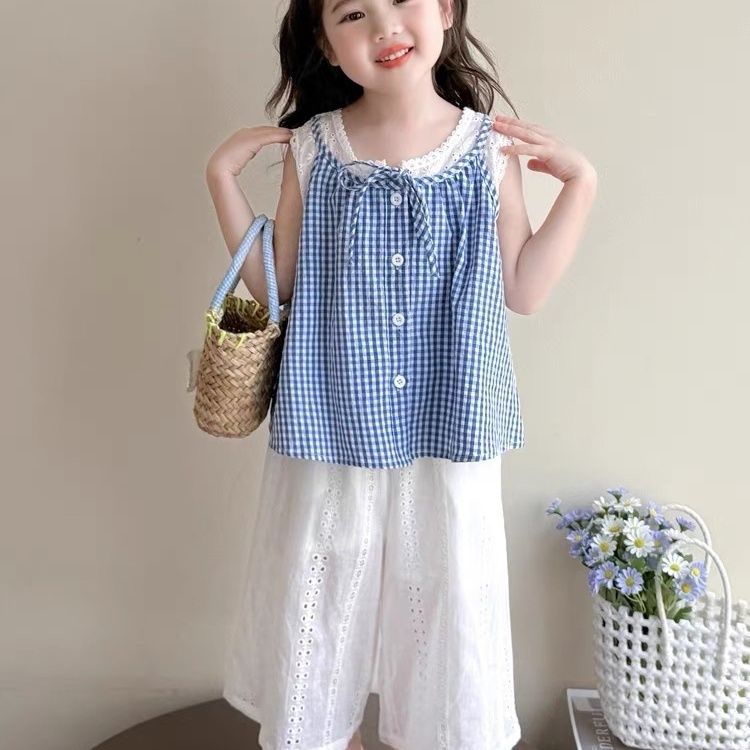 Girls Korean Style Plaid Two-Piece Set – Baby & Children's Outfits – Image 1