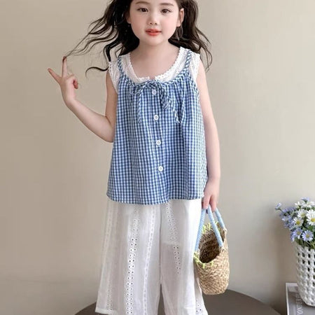 Girls Korean Style Plaid Two-Piece Set – Baby & Children's Outfits – Image 2