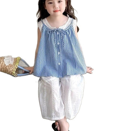 Girls Korean Style Plaid Two-Piece Set – Baby & Children's Outfits – Image 5