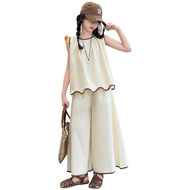 Girls Lace Vest Wide-Leg Summer Two-Piece Set – Baby & Children's Outfits – Image 5