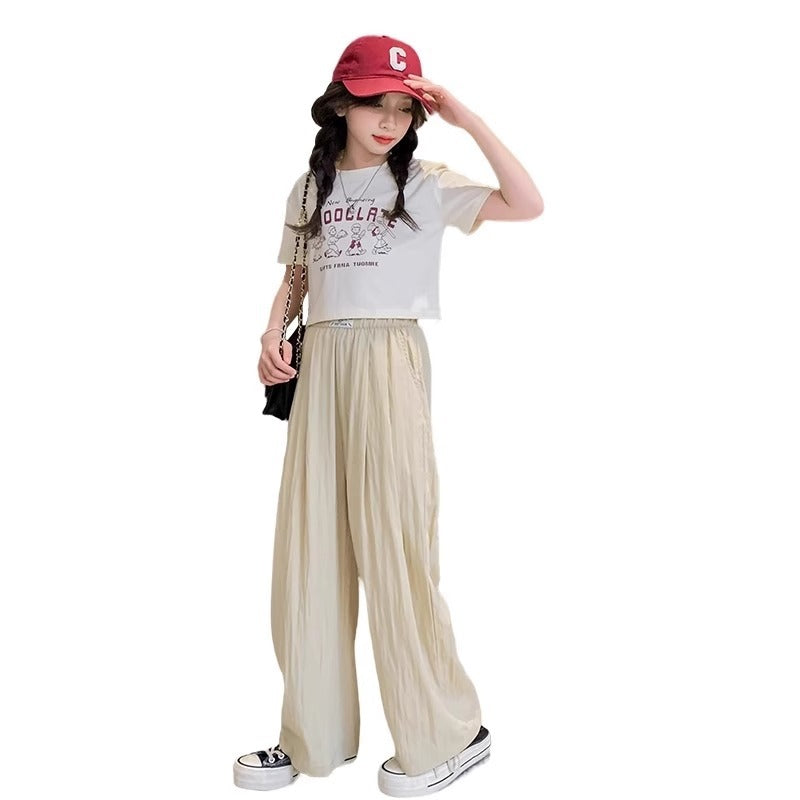 Girls Korean Style Wide Leg Pants Two-Piece Set – Baby & Children's Outfits – Image 5