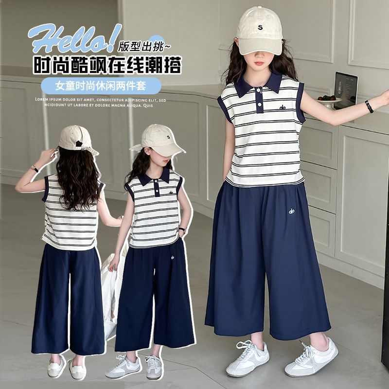 Girls Polo Plaid Wide-Leg Summer Two-Piece Set – Baby & Children's Outfits – Image 6